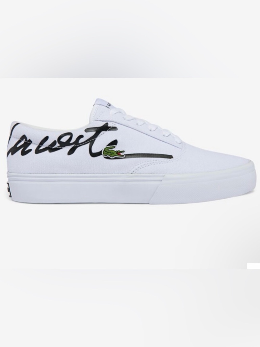 Lacoste Low-Top Jump Serve Canvas Sneakers w/ Black Script/Green Croc, SZ 10